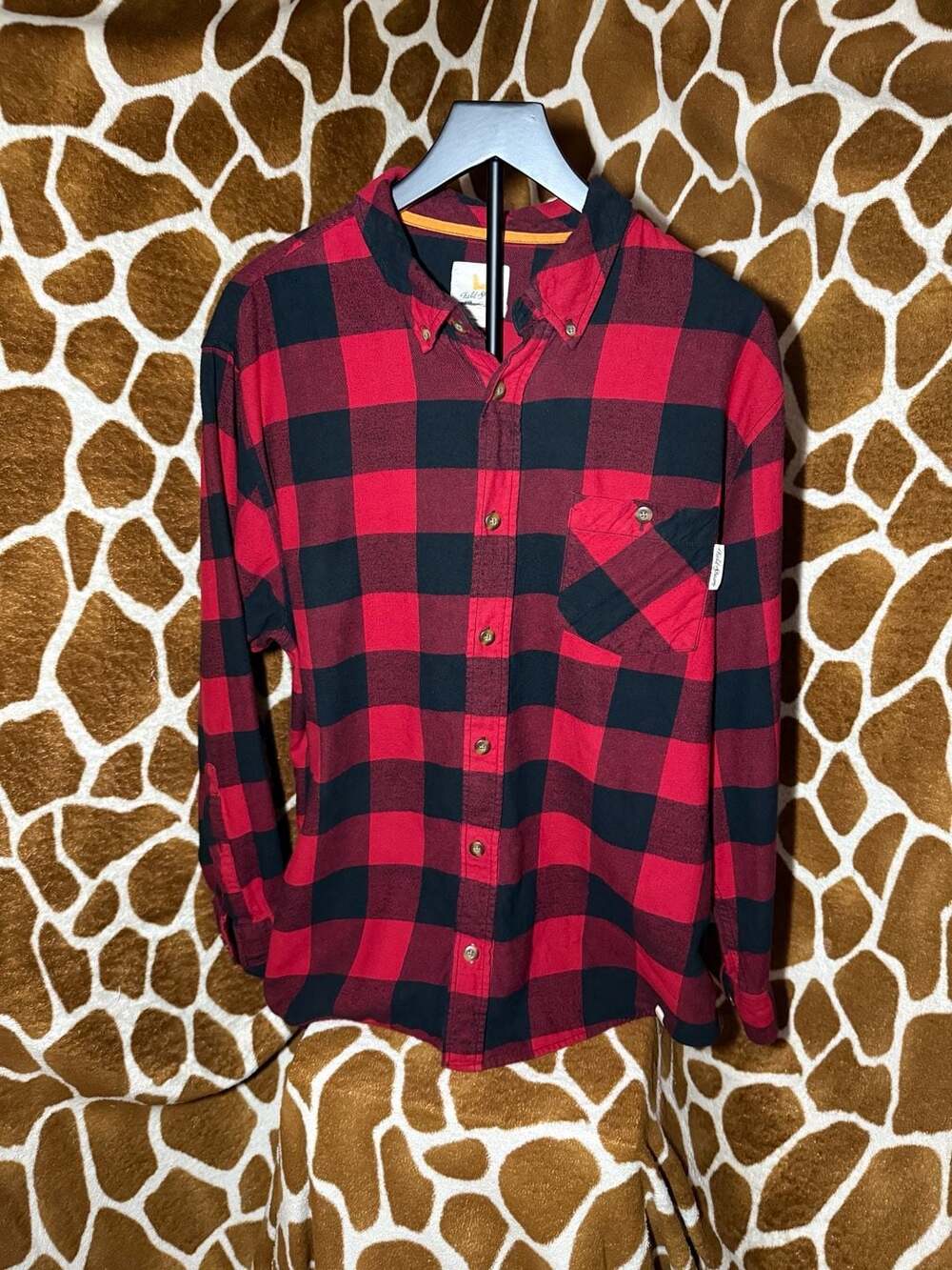 Field & Stream Red and Black Buffalo Plaid Flannel Shirt, Size XL